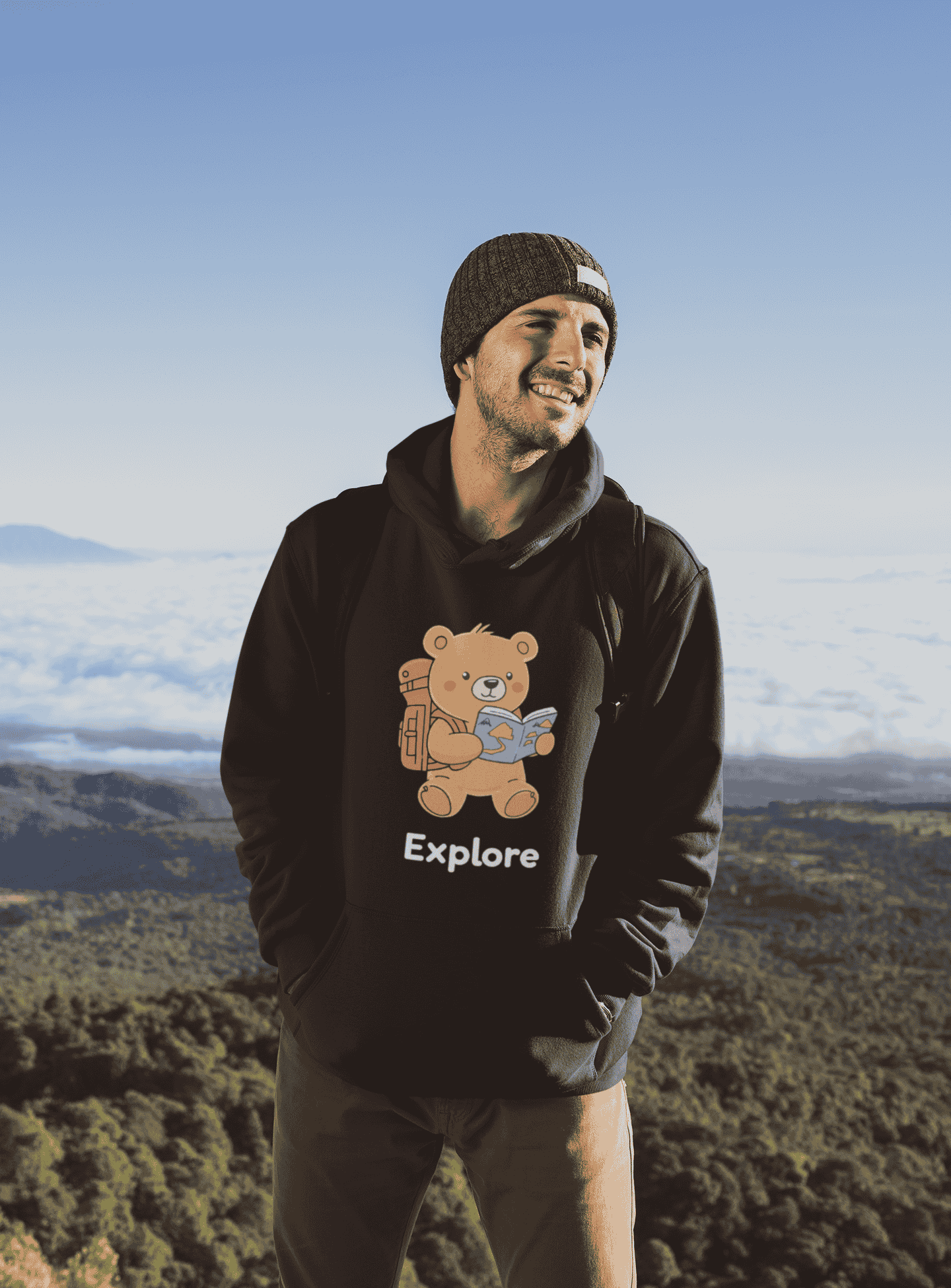 Explore Cute Bear Hooded Sweatshirt