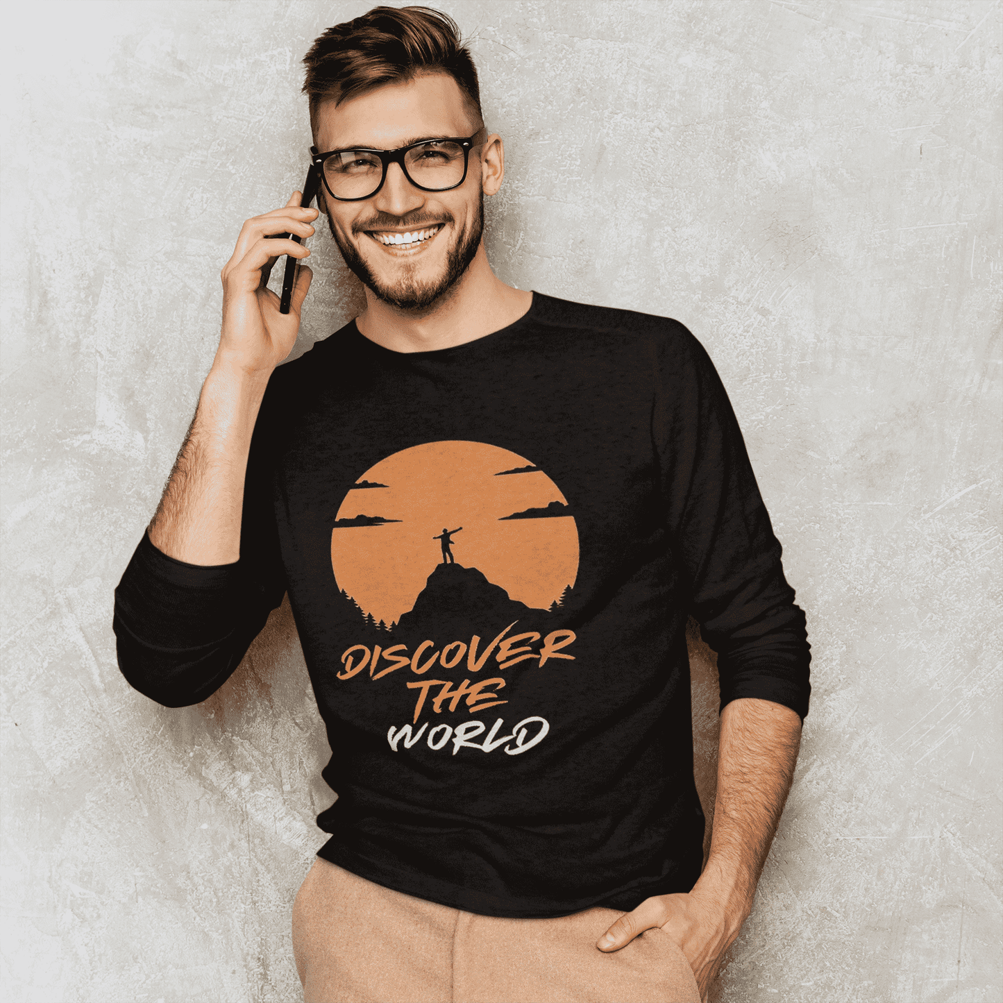 Discover The World Round Neck Full Sleeve T-shirt for Men