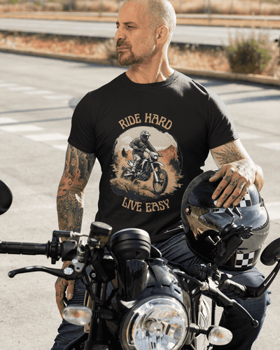 Ride Hard Live Easy Round Neck Bike T-shirt For Men