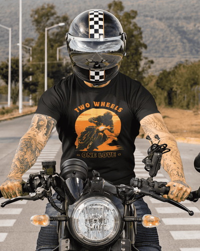 Two Wheels One Love Classic Round Neck Bike T-shirt for Men