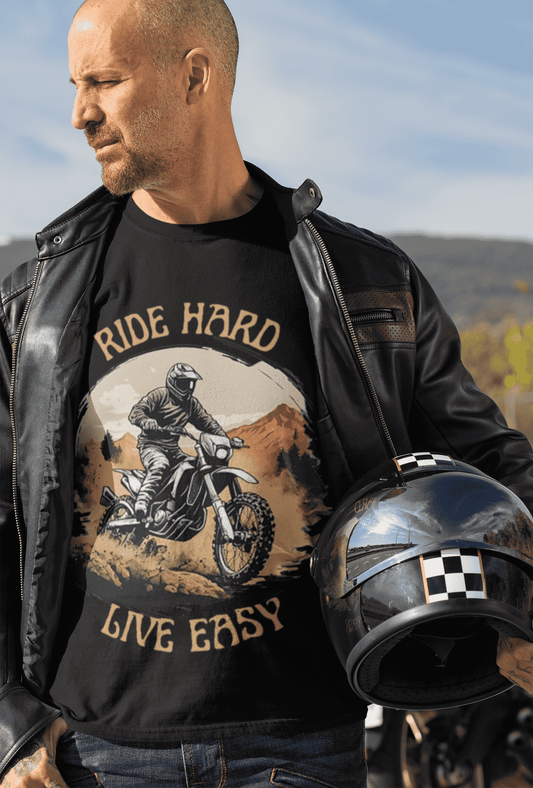 Ride Hard Live Easy Round Neck Full Sleeve T-shirt for Men