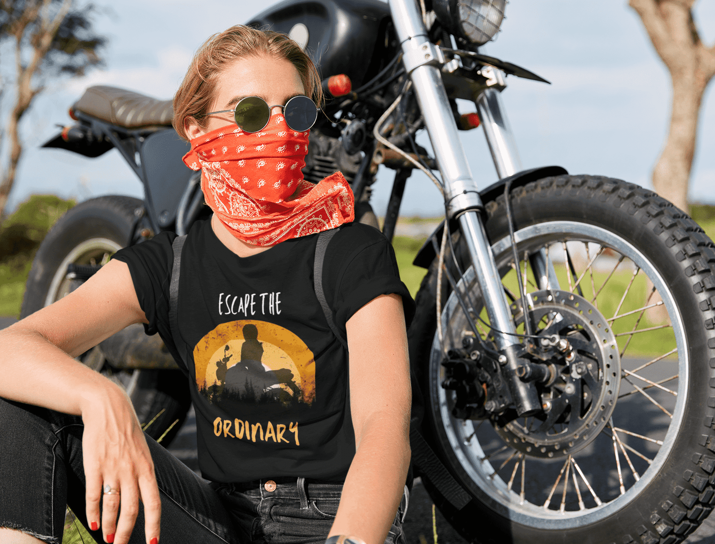 Escape the Ordinary Round Neck Bike T-shirt for Women