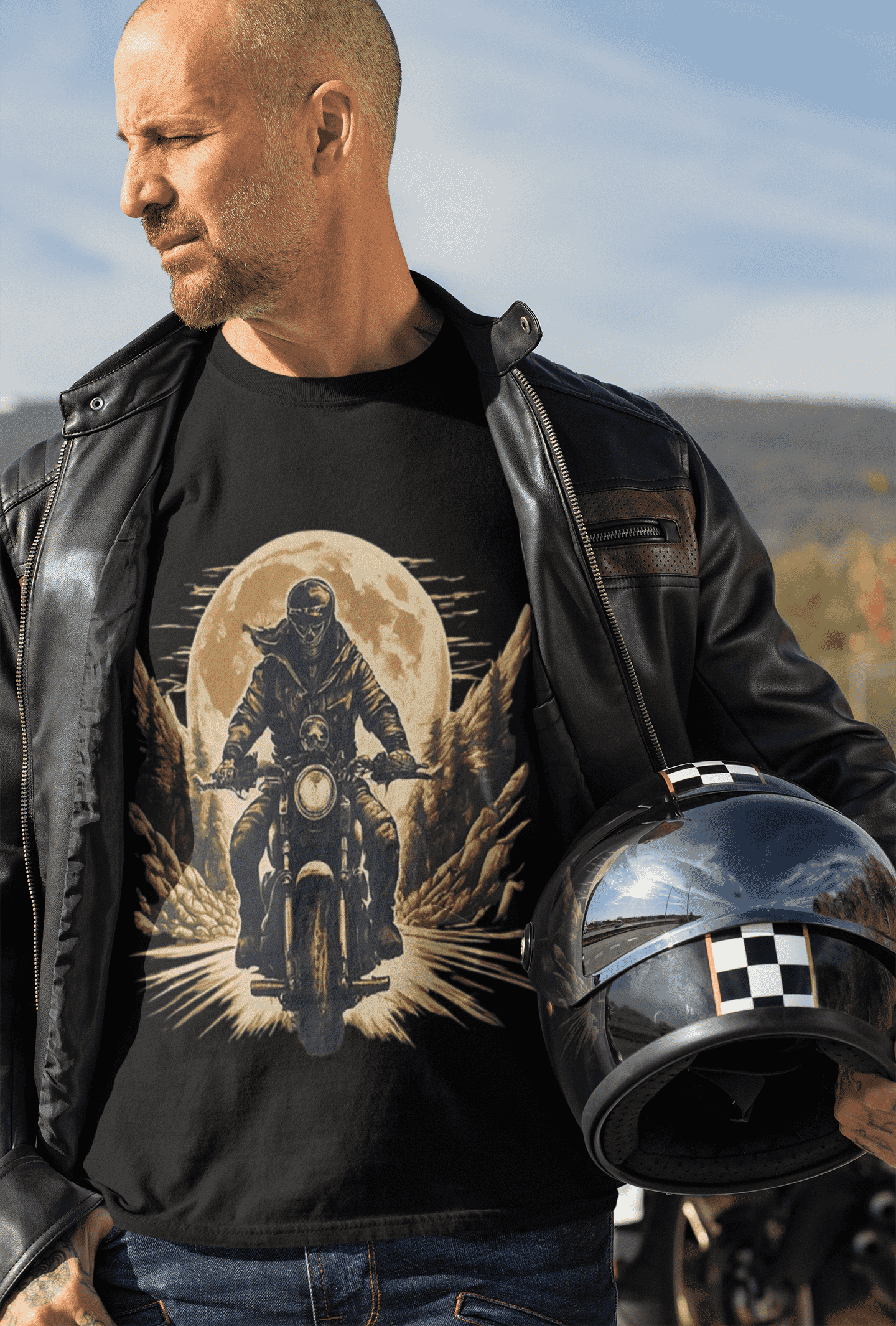 Ghostrider Round Neck Full Sleeve Bike T-shirt for Men