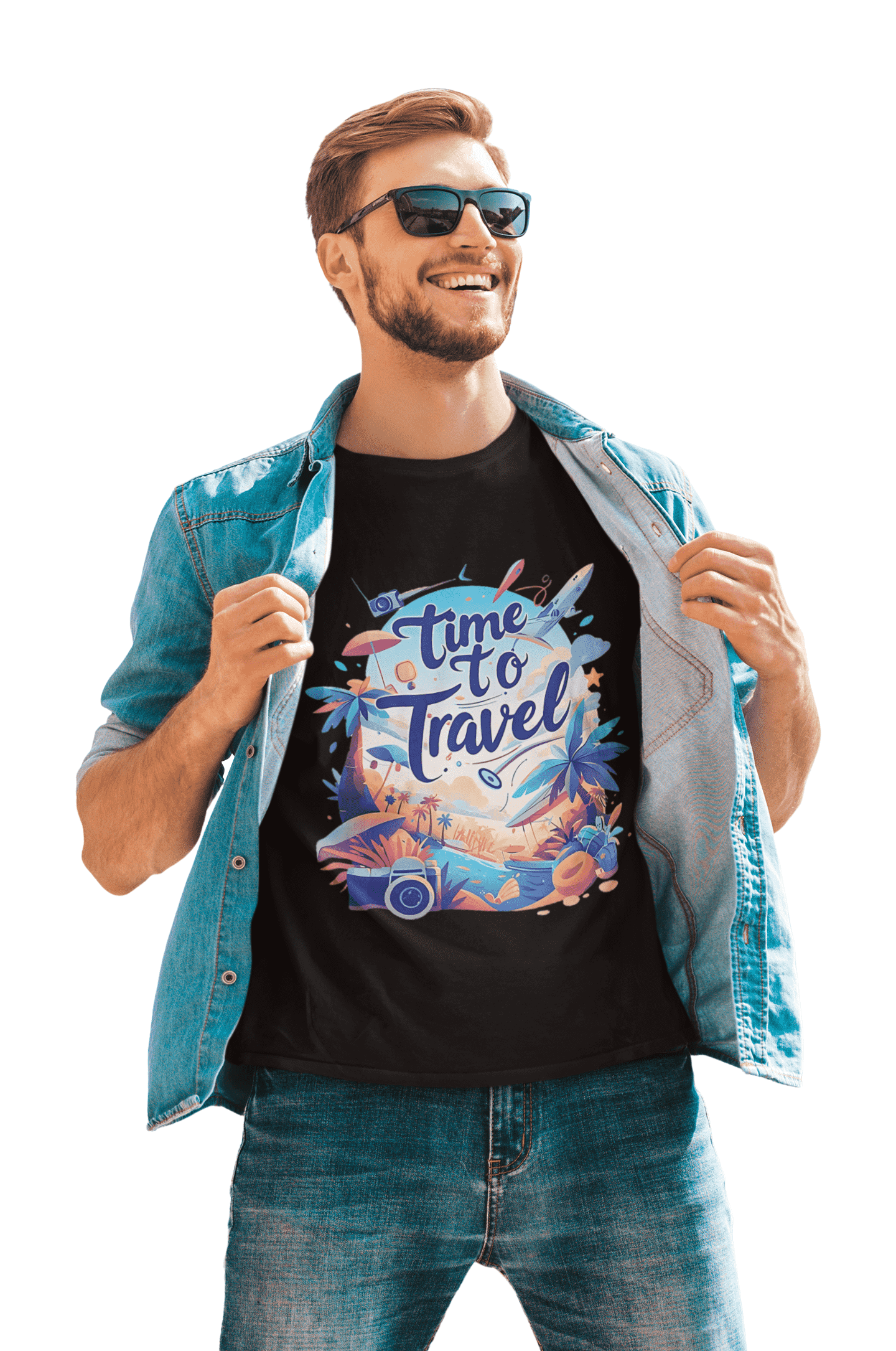 Time to Travel Full Sleeve Round Neck T-shirt for Men