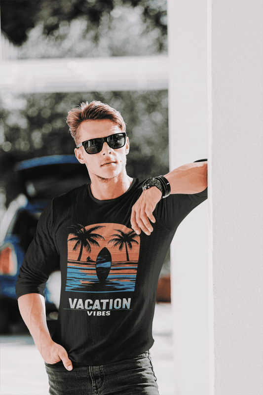 Vacation Vibes Round Neck Full Sleeve T-shirt For Men