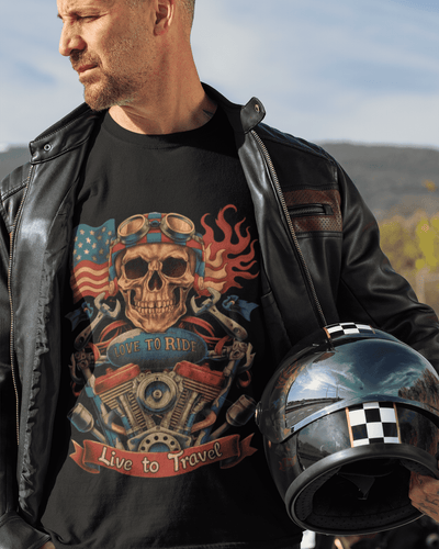 Love to Ride Live to Travel Round Neck Full Sleeve Bike T-shirt for Men