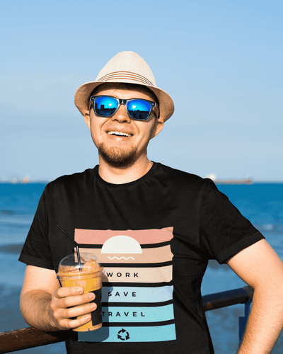 Work Save Travel Repeat Round Neck T-shirt for Men