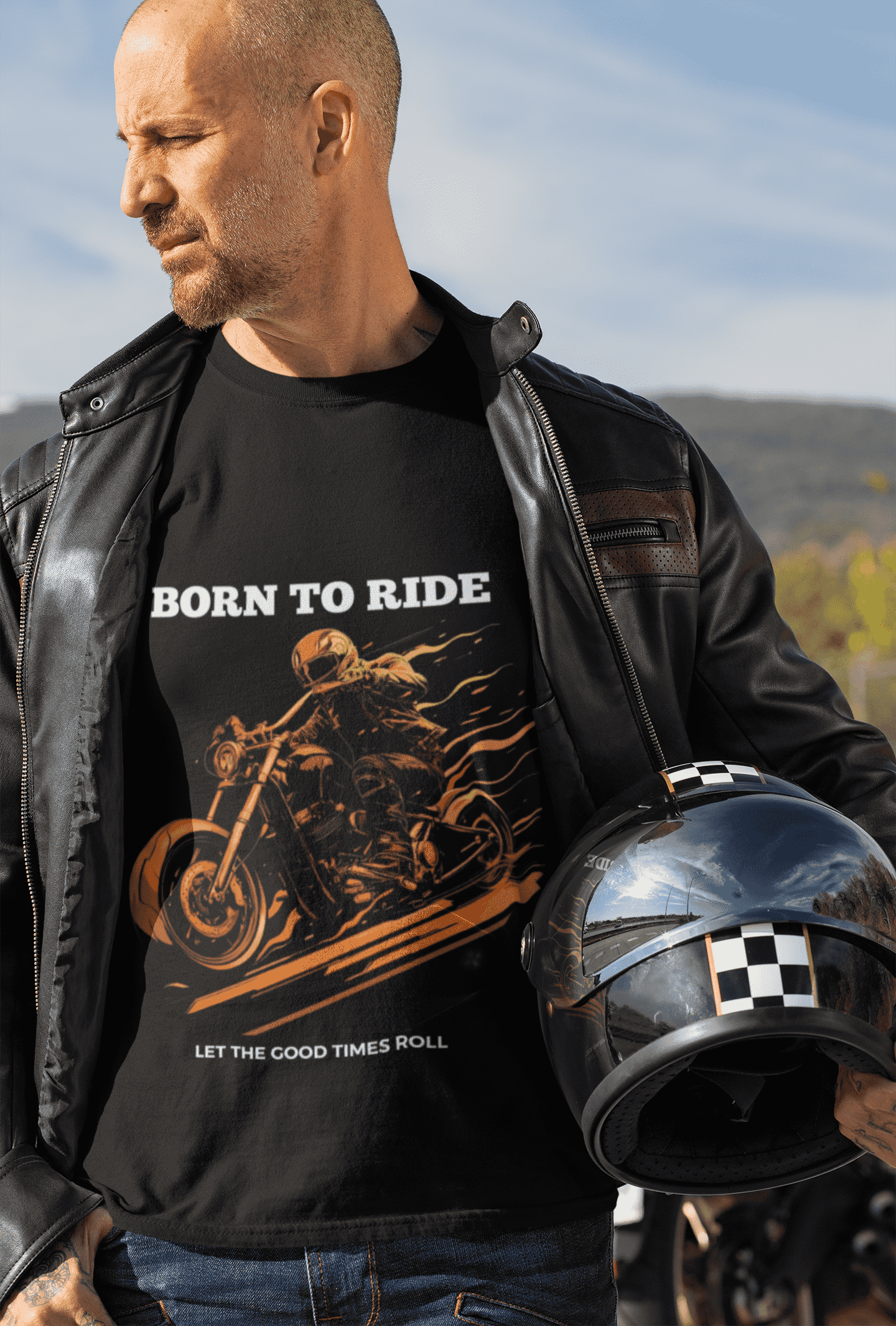 Born to Ride Round Neck Full Sleeve Bike T-shirt for Men