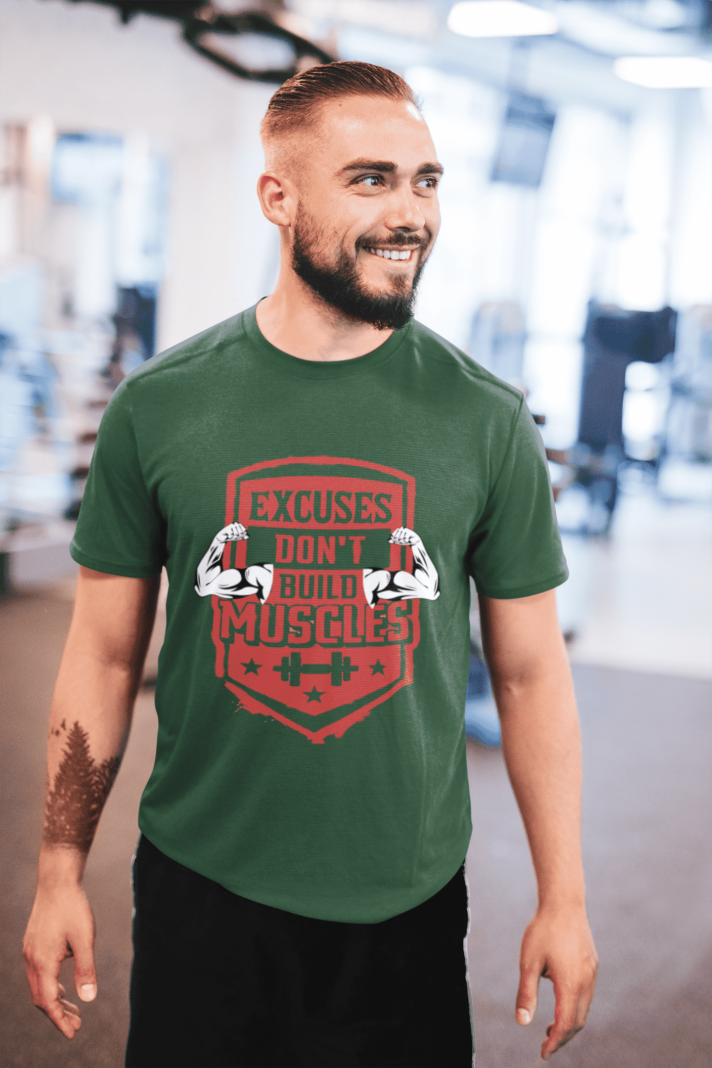 Excuses Don't Build Muscle Round Neck Gym T-shirt for Men