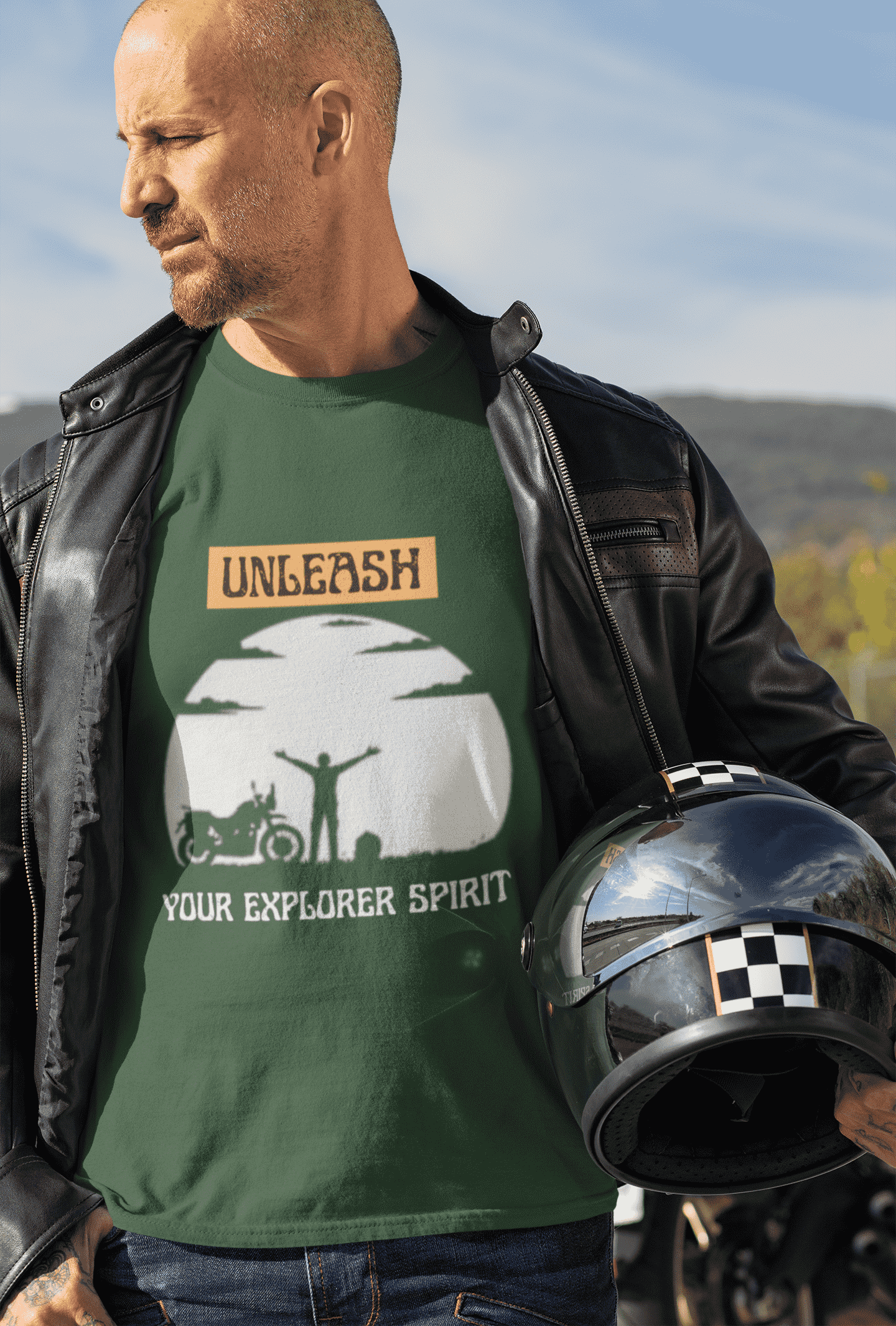 Unleash your Explorer Spirit Round Neck Full Sleeve Bike T-shirt for Men