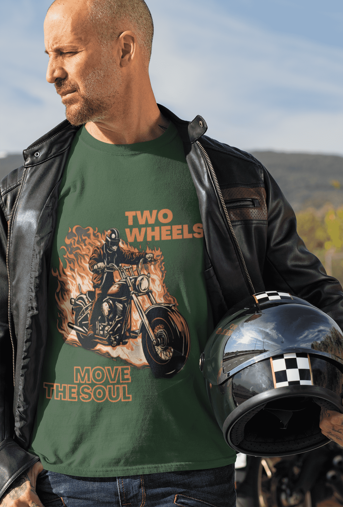 Two Wheels Move the Sould Round Neck Full Sleeve T-shirt For Men