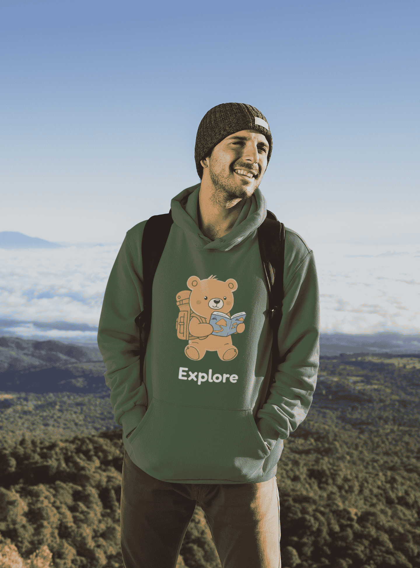 Explore Cute Bear Hooded Sweatshirt