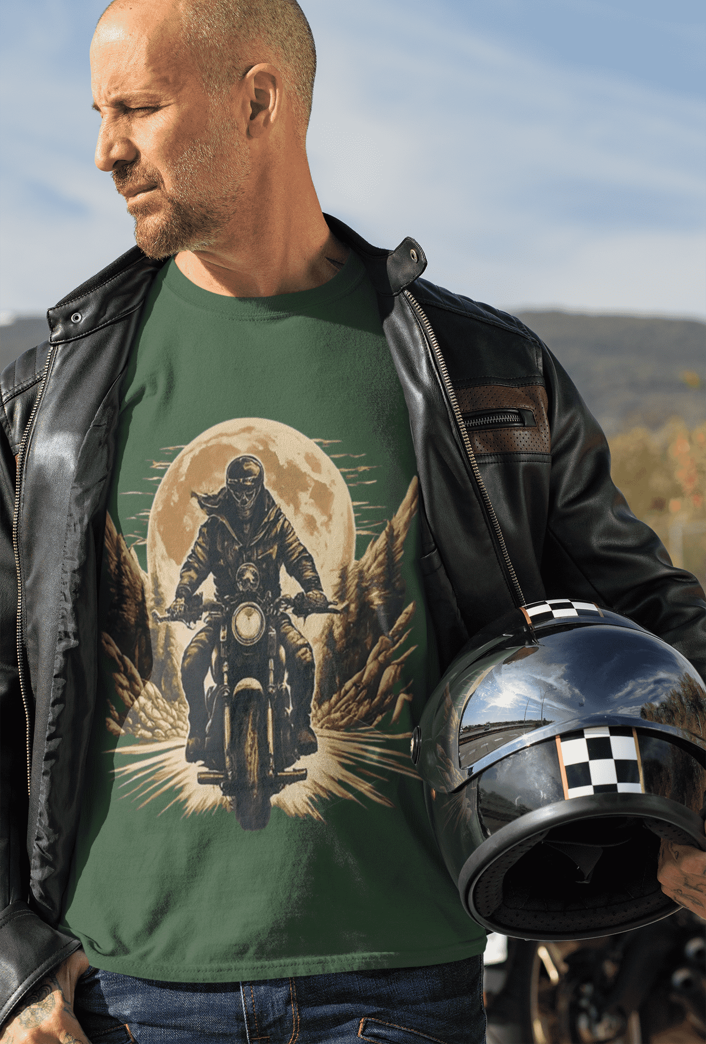 Ghostrider Round Neck Full Sleeve Bike T-shirt for Men