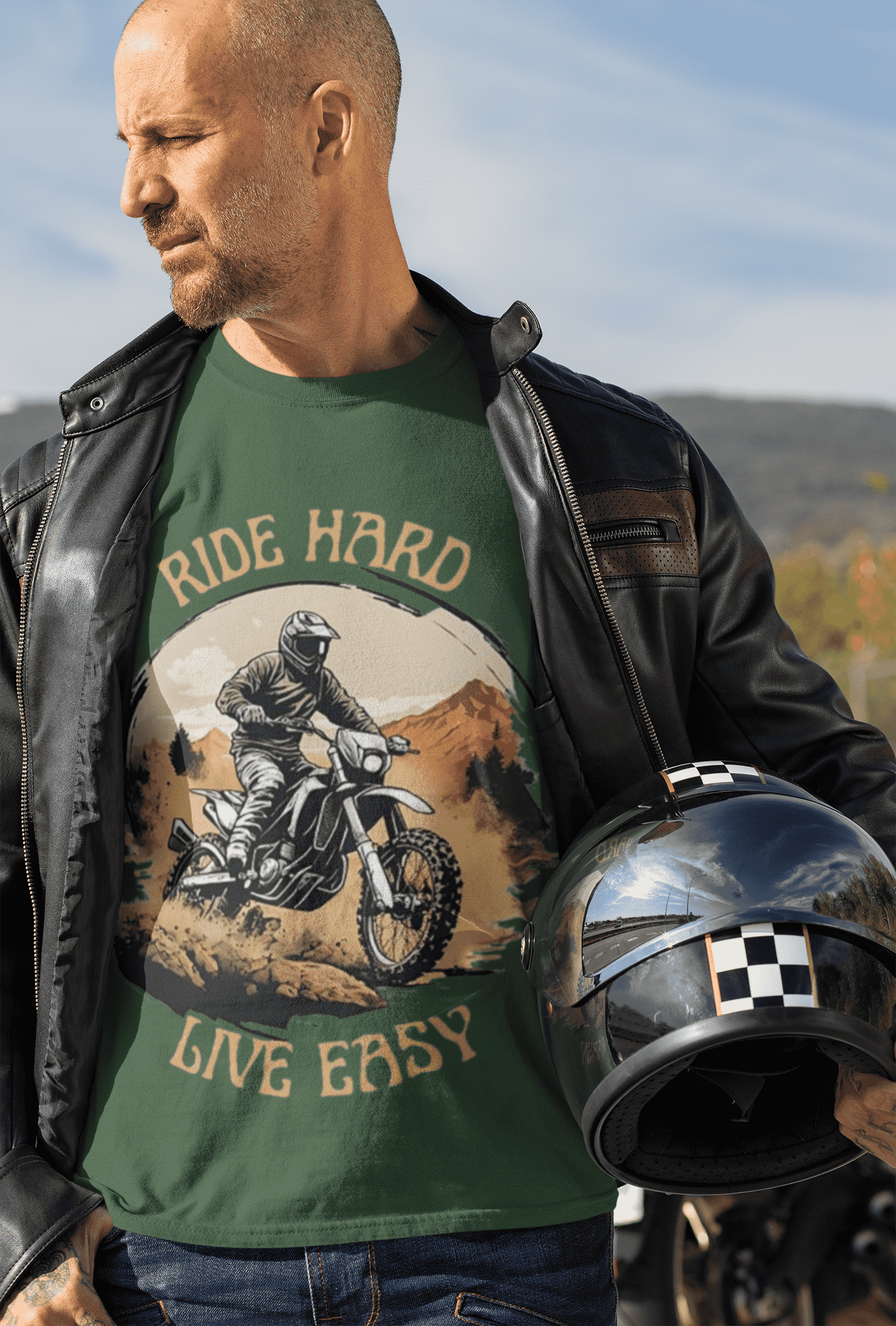 Ride Hard Live Easy Round Neck Full Sleeve T-shirt for Men