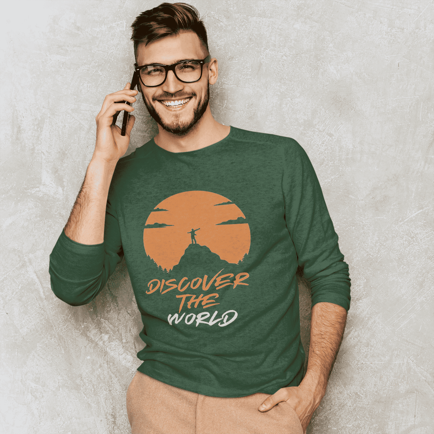 Discover The World Round Neck Full Sleeve T-shirt for Men