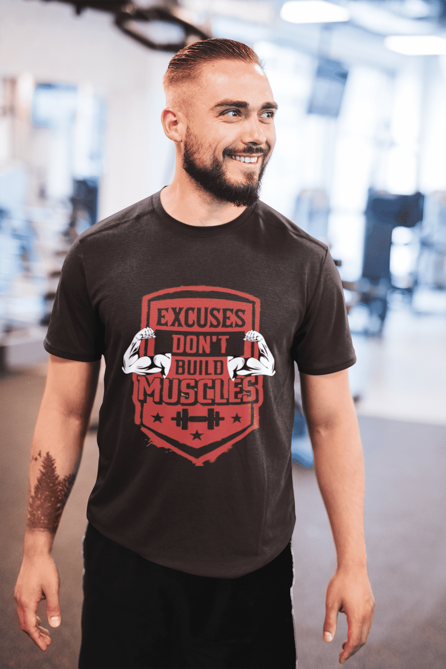 Excuses Don't Build Muscle Round Neck Gym T-shirt for Men