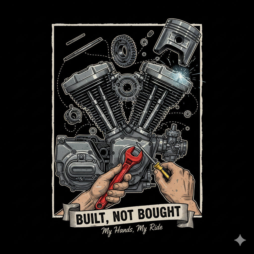 Built Not Bought Men's Full Sleeve Biker T-Shirt