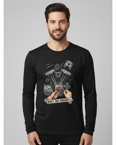 Built Not Bought – Men's Full Sleeve Biker Graphic T-Shirt
