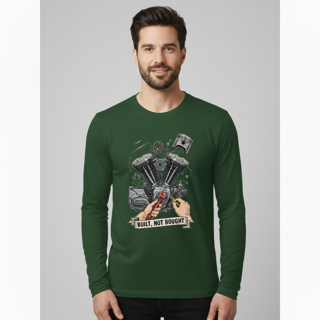 Built Not Bought Men's Full Sleeve Biker T-Shirt