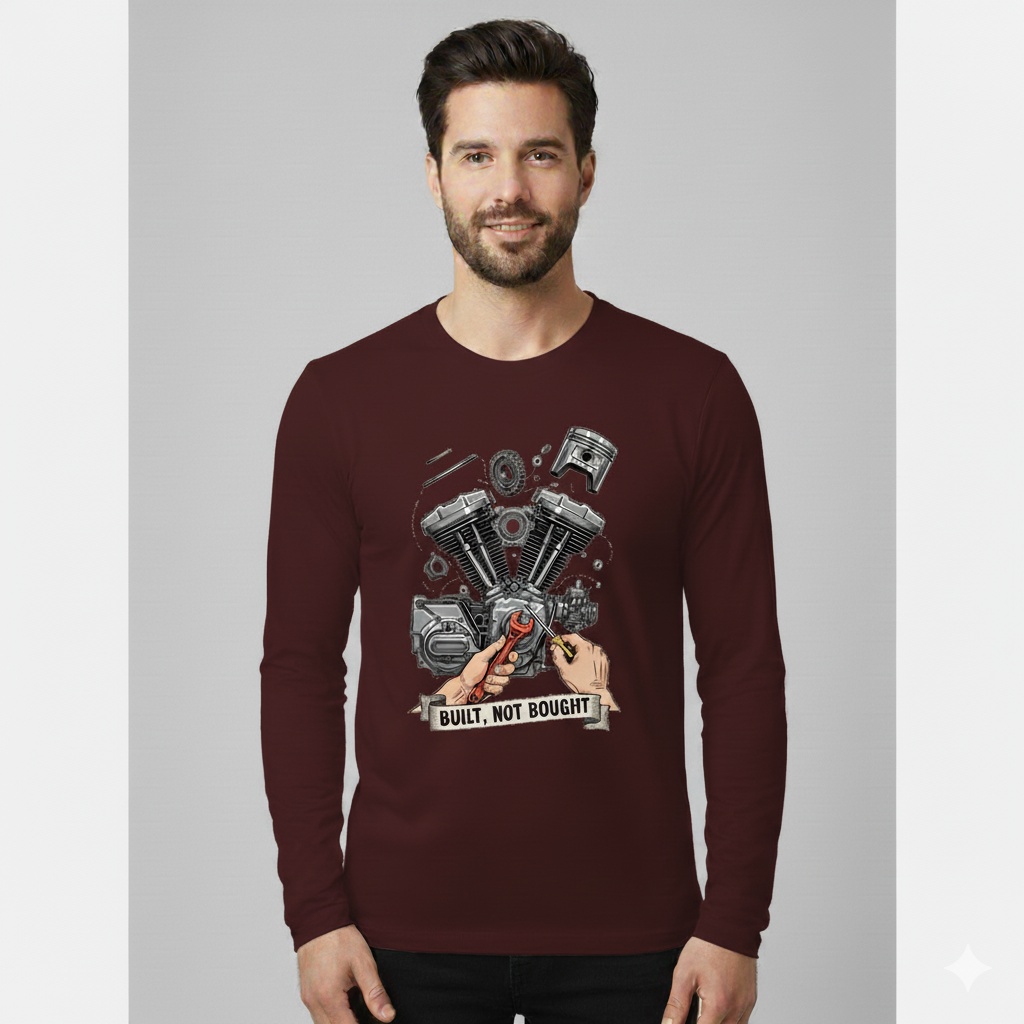 Built Not Bought Men's Full Sleeve Biker T-Shirt