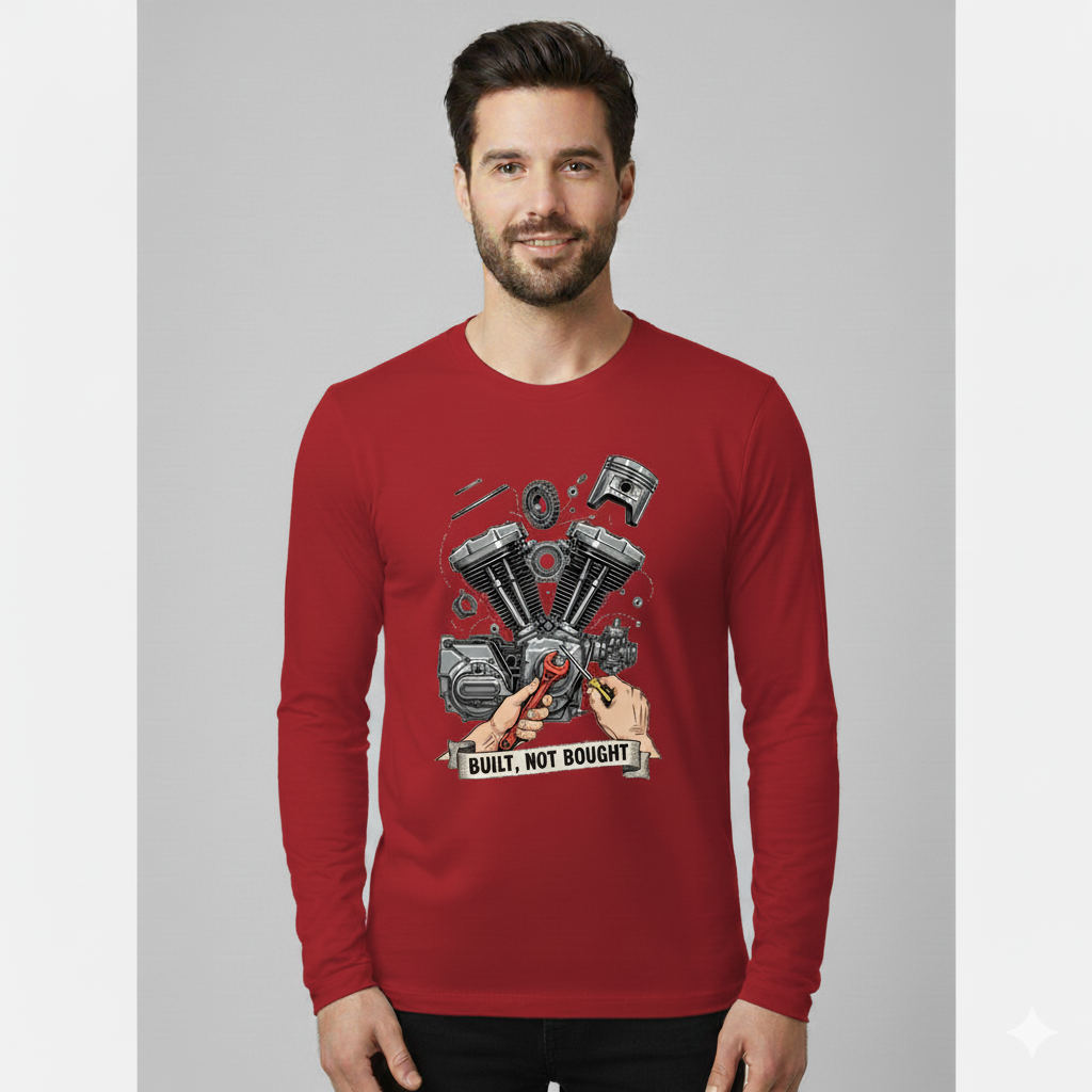 Built Not Bought Men's Full Sleeve Biker T-Shirt