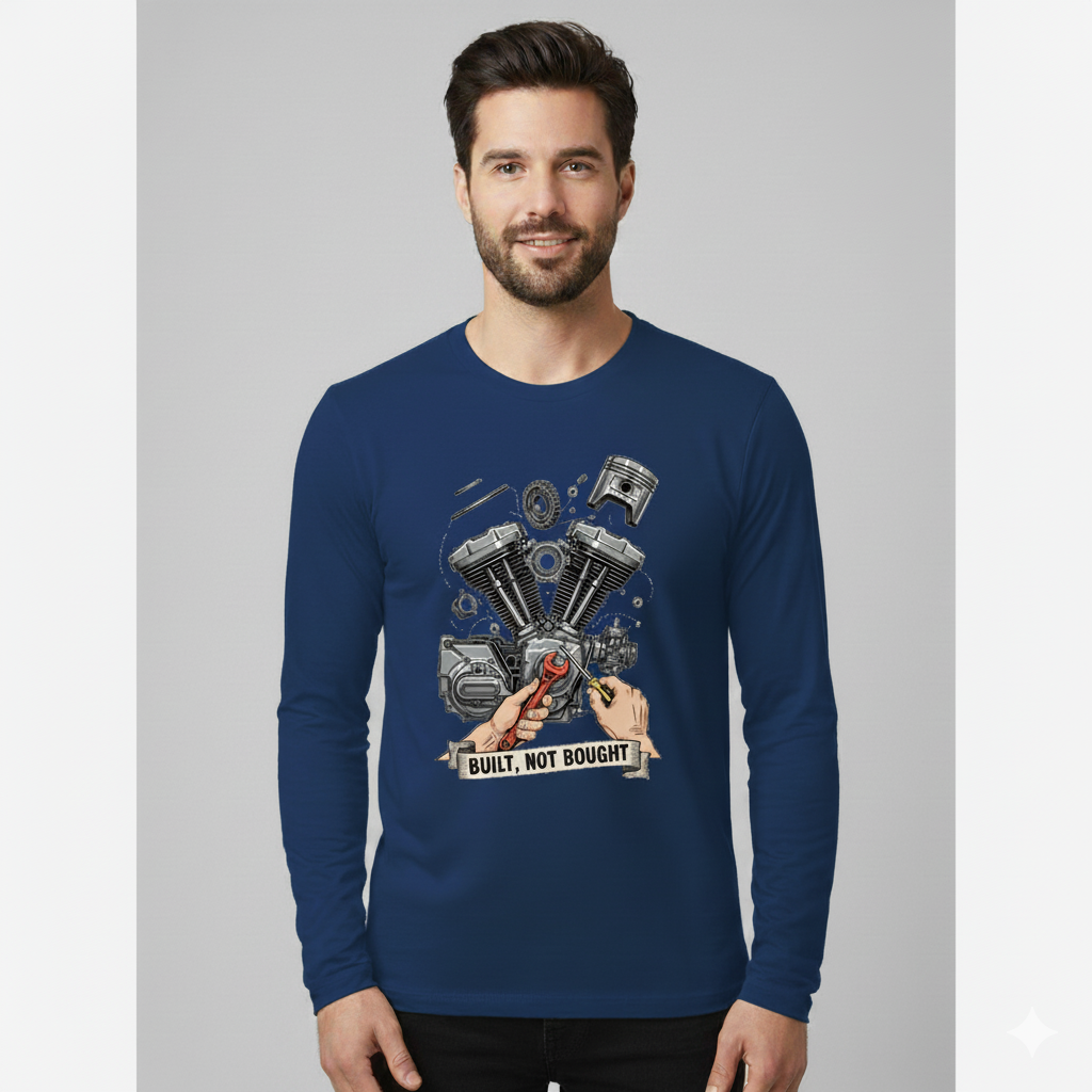 Built Not Bought Men's Full Sleeve Biker T-Shirt