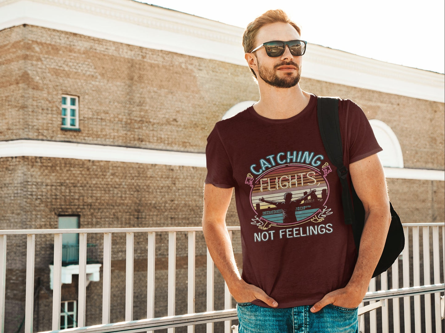 Catching Flights Not Feelings Round Neck Half Sleeve T-shirt