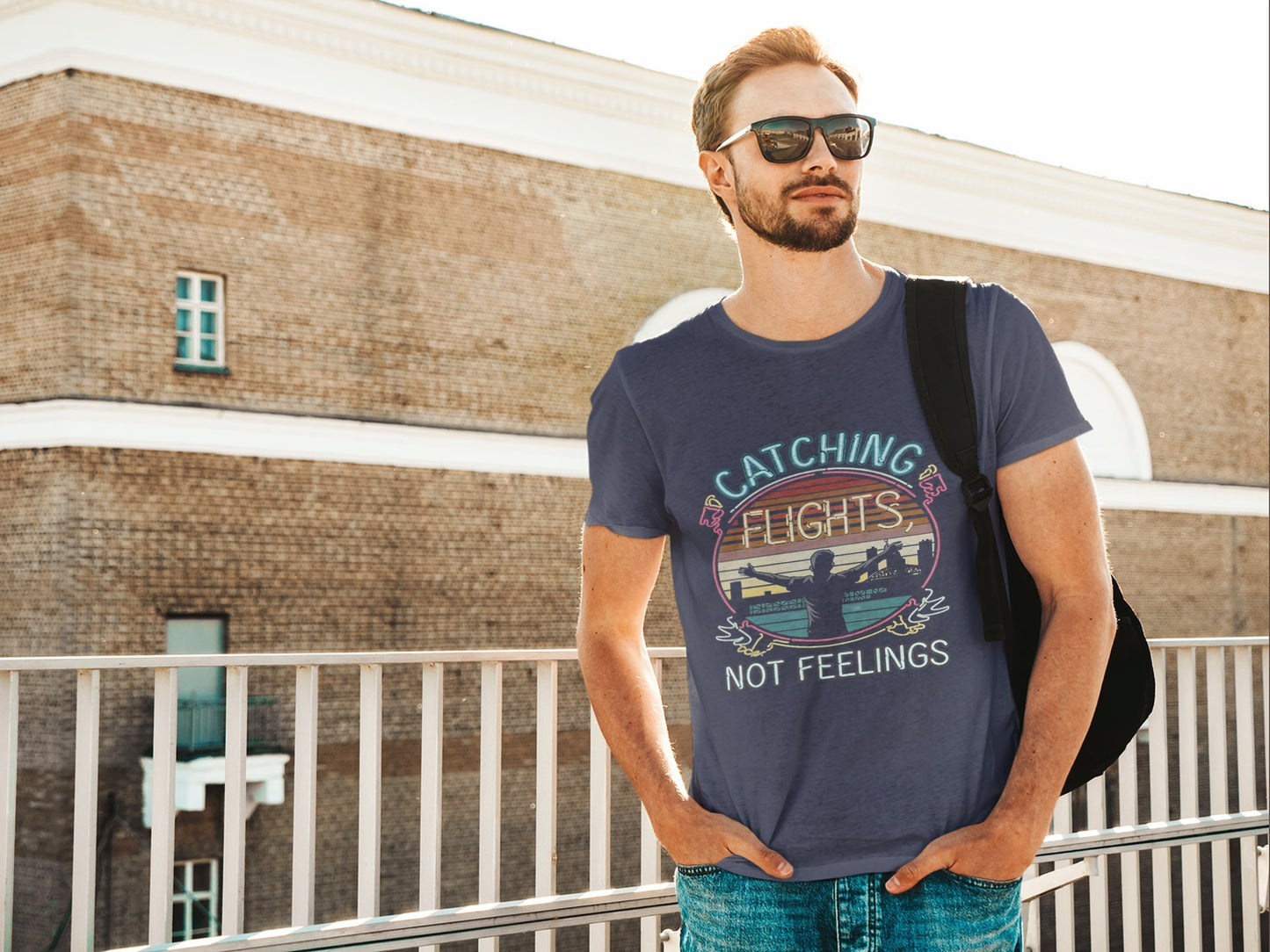 Catching Flights Not Feelings Round Neck Half Sleeve T-shirt