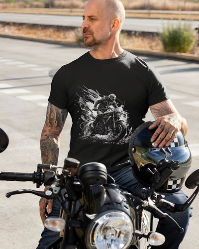 Classic Bike Rider Half Sleeve Motorcycle T-Shirt for Men