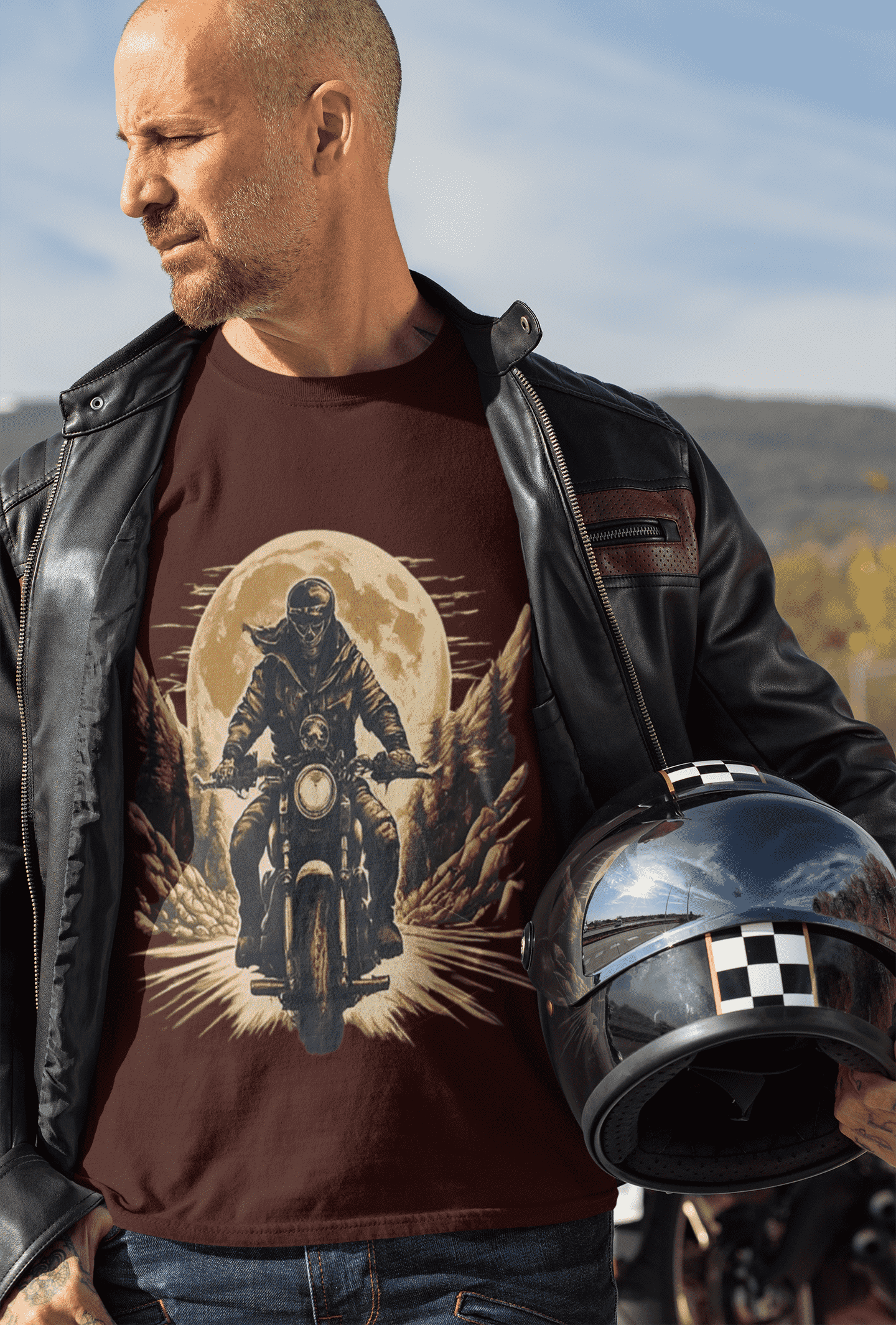 Ghostrider Round Neck Full Sleeve Bike T-shirt for Men