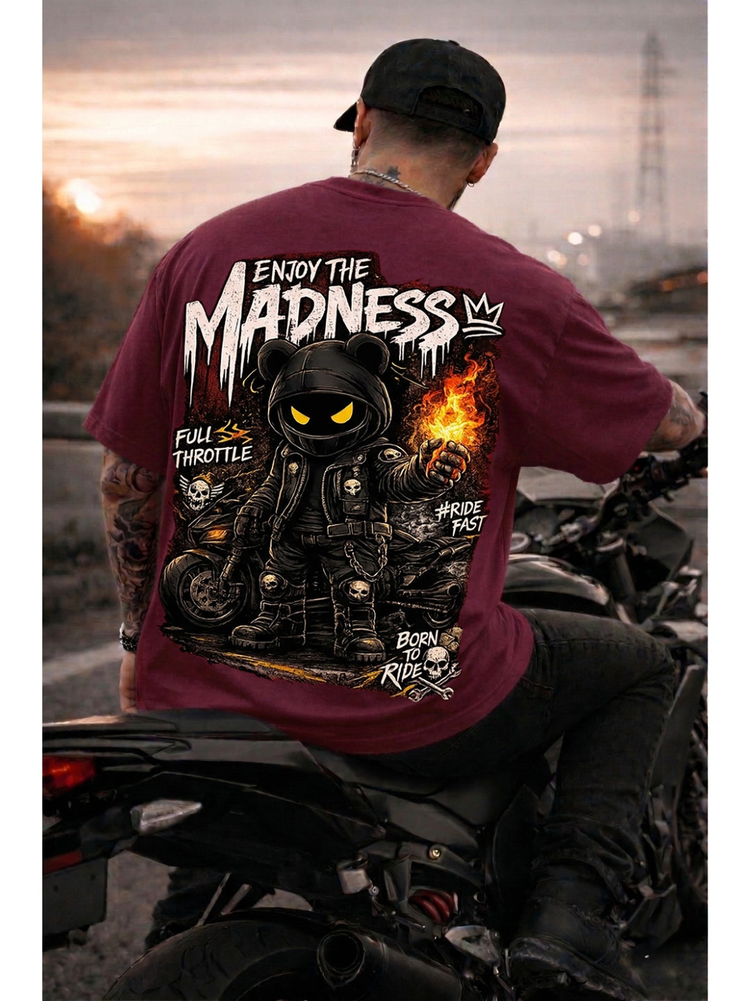 Enjoy the Madness Biker T-Shirt | Born to Ride Unisex Oversized Classic T-Shirt