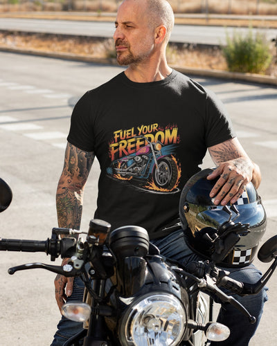 Fuel Your Freedom Half Sleeve Biker T-Shirt | Adventure Tee