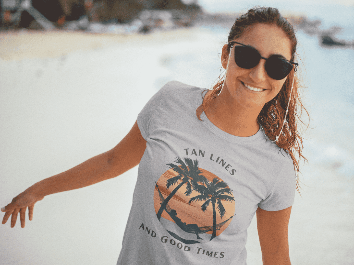 Tan Lines and Good Times Round Neck Holdiay T-shirt for Women