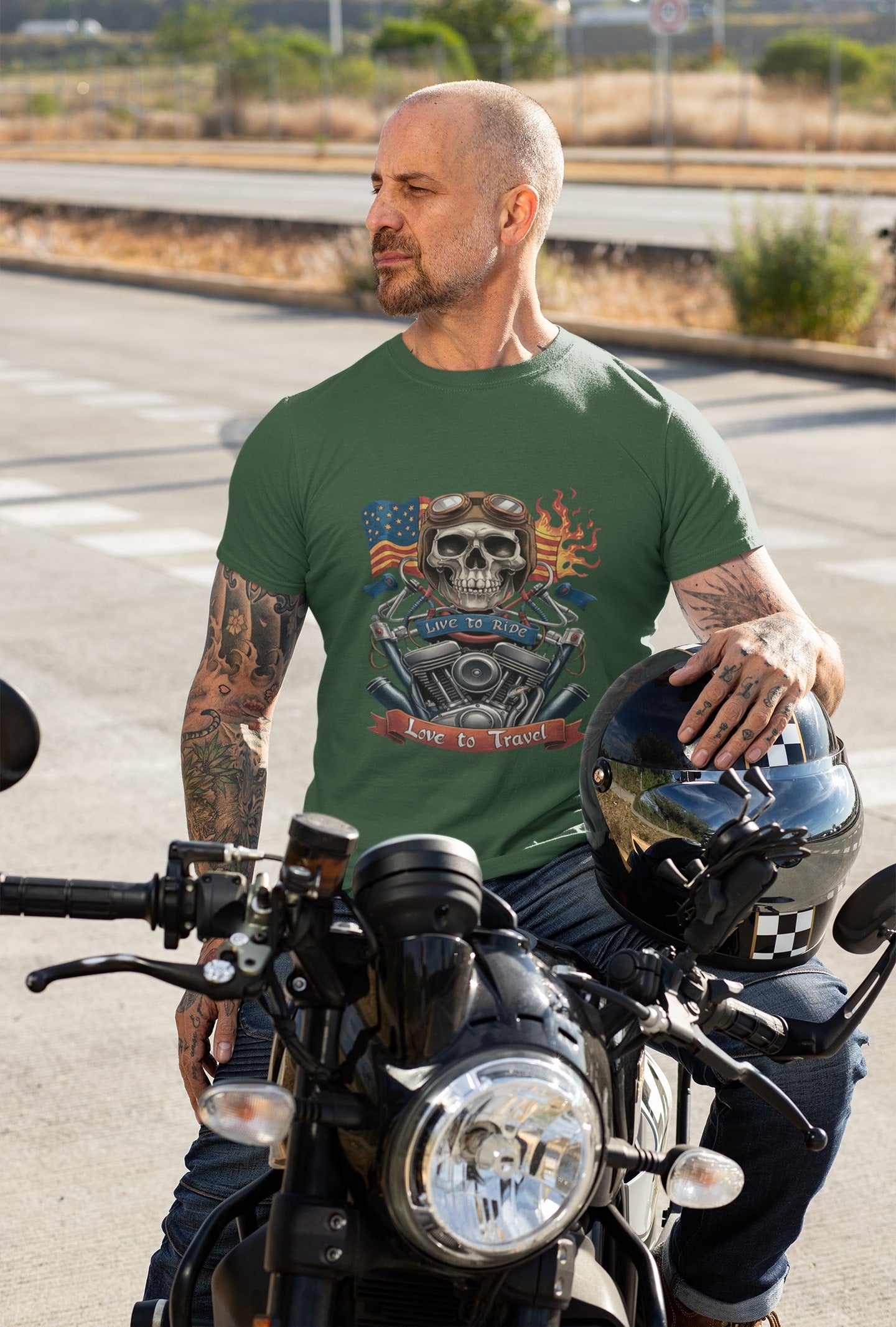 Live to Ride Love to Travel Classic Round Neck T-shirt