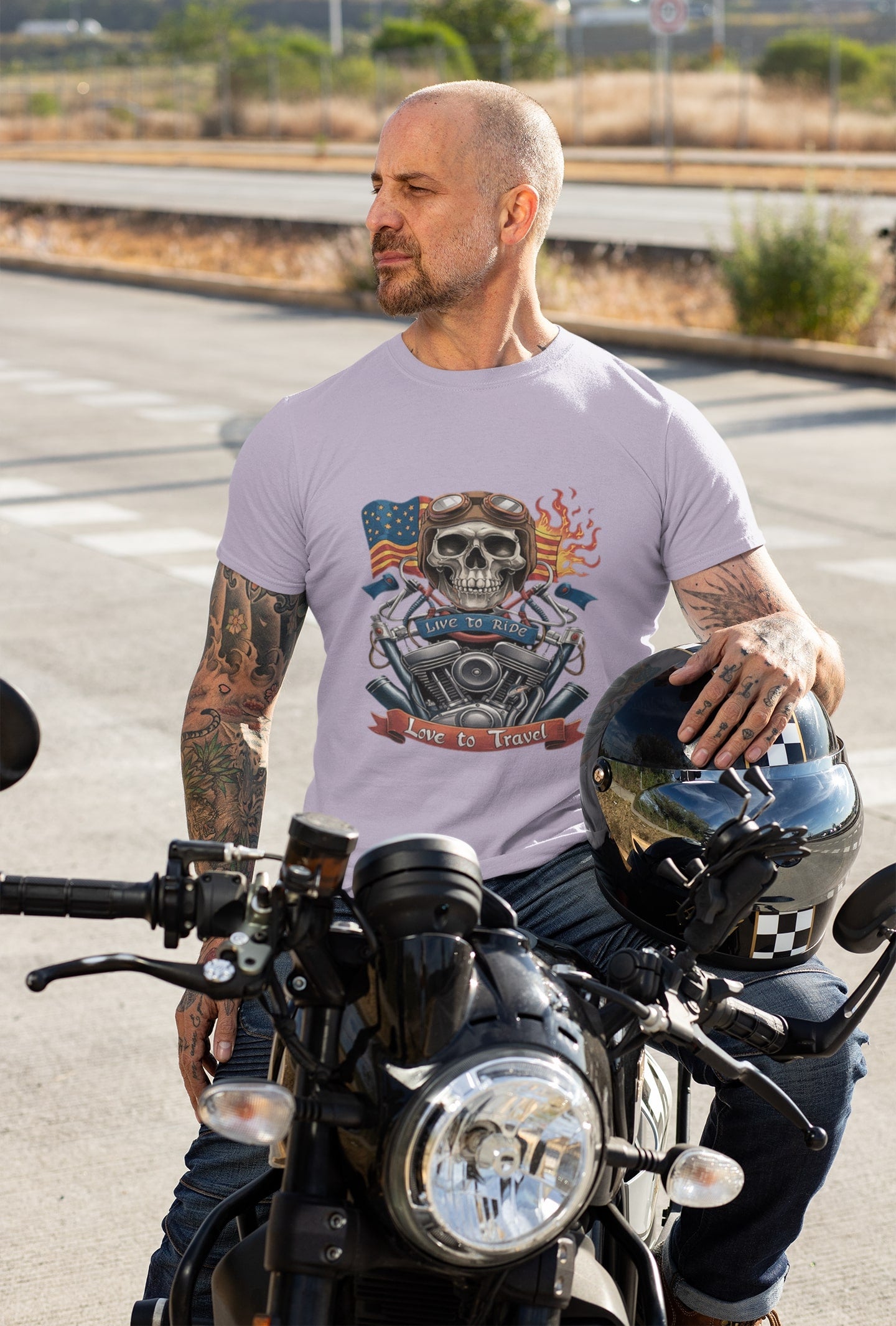 Live to Ride Love to Travel Classic Round Neck T-shirt