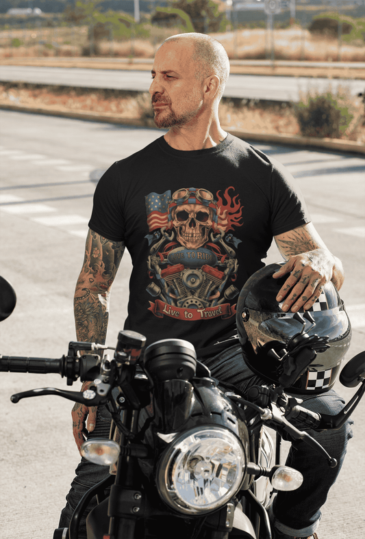 Love to ride Live to Travel Premium Cotton Stretch Biker T-shirt