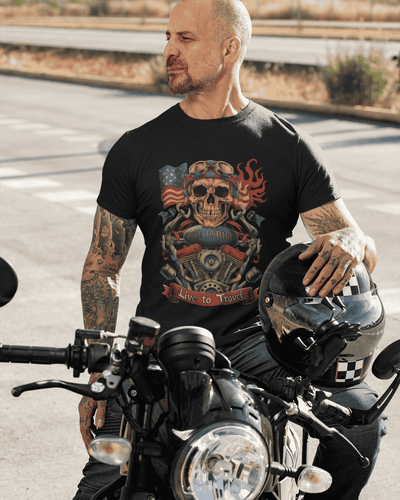 Love to ride Live to Travel Premium Cotton Stretch Biker T-shirt