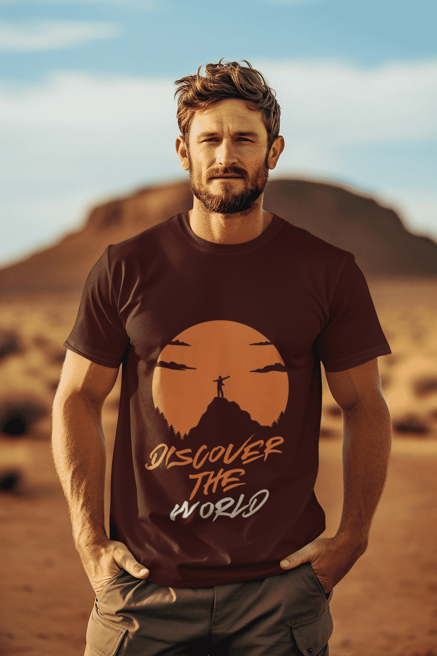 Discover the World Round Neck Travel T-shirt For Men