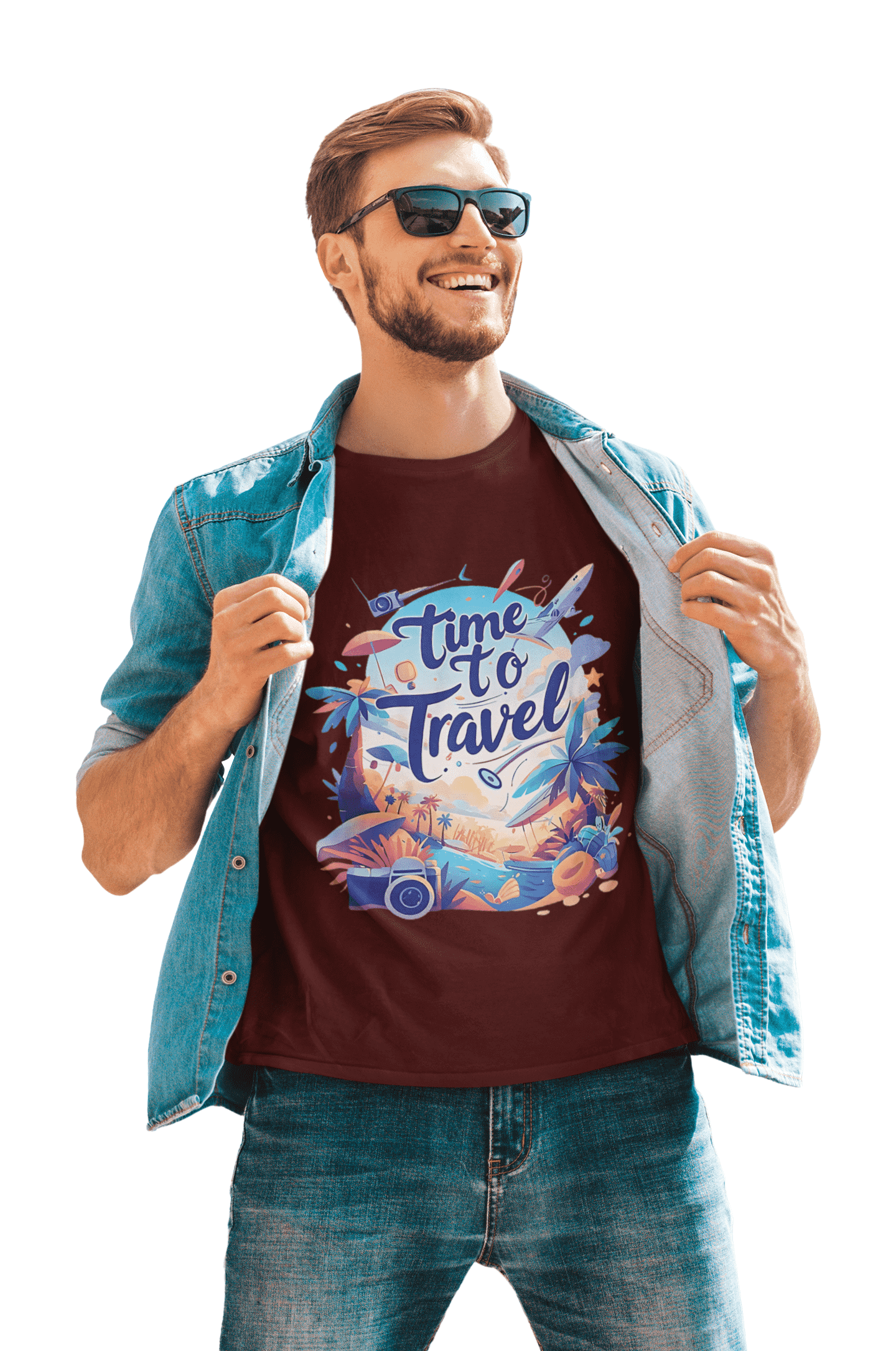 Time to Travel Full Sleeve Round Neck T-shirt for Men