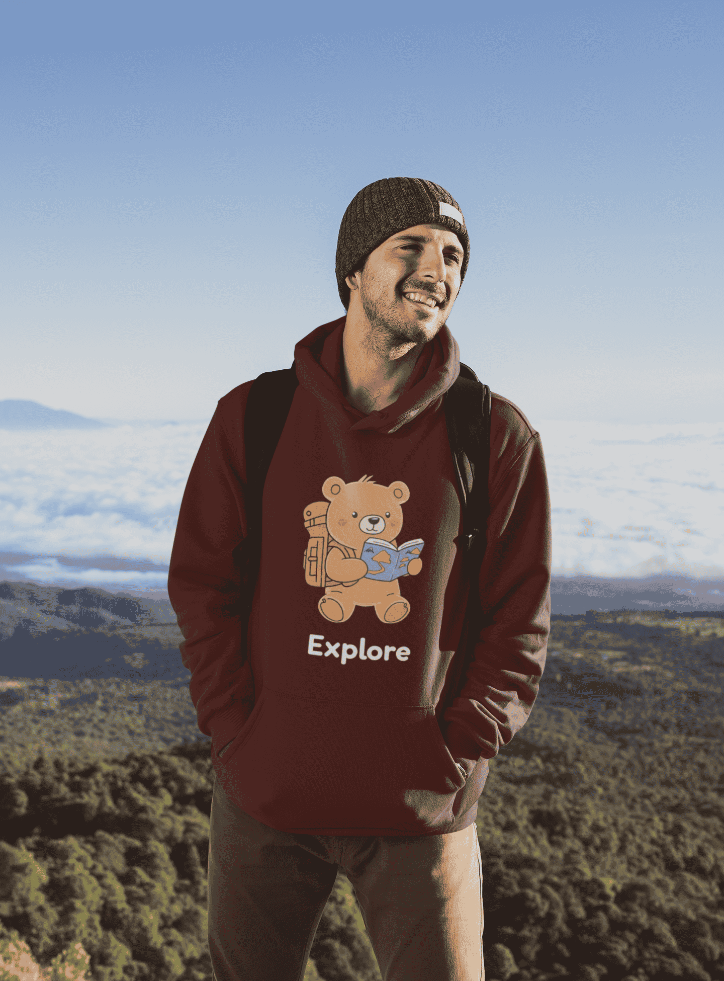 Explore Cute Bear Hooded Sweatshirt