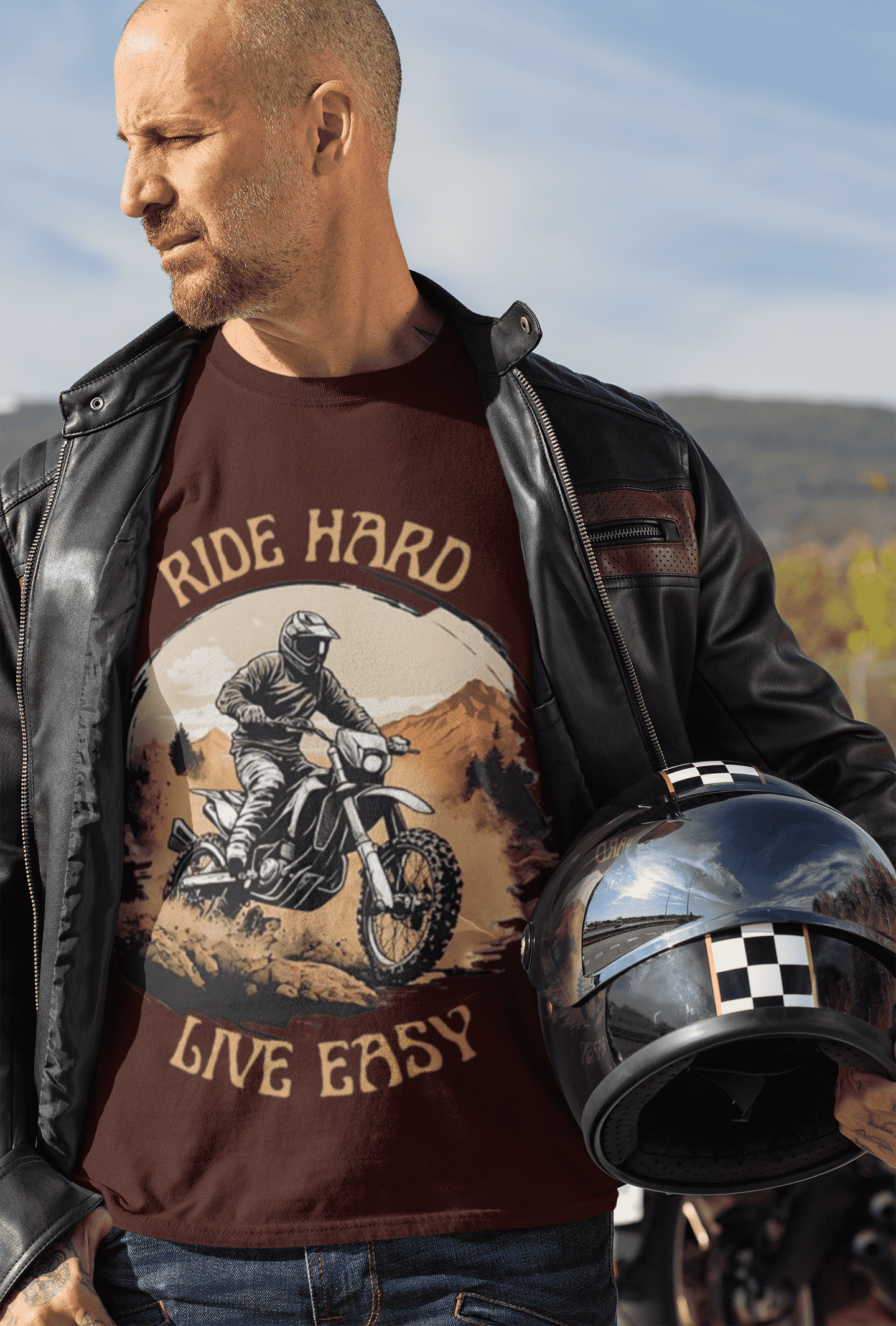 Ride Hard Live Easy Round Neck Full Sleeve T-shirt for Men