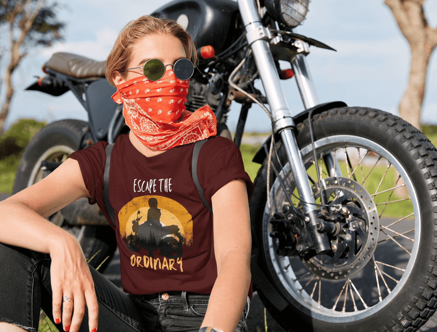 Escape the Ordinary Round Neck Bike T-shirt for Women