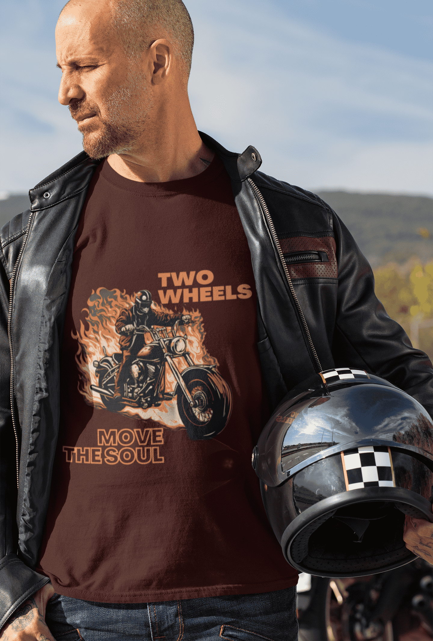 Two Wheels Move the Soul Round Neck Bike T-shirt For Men