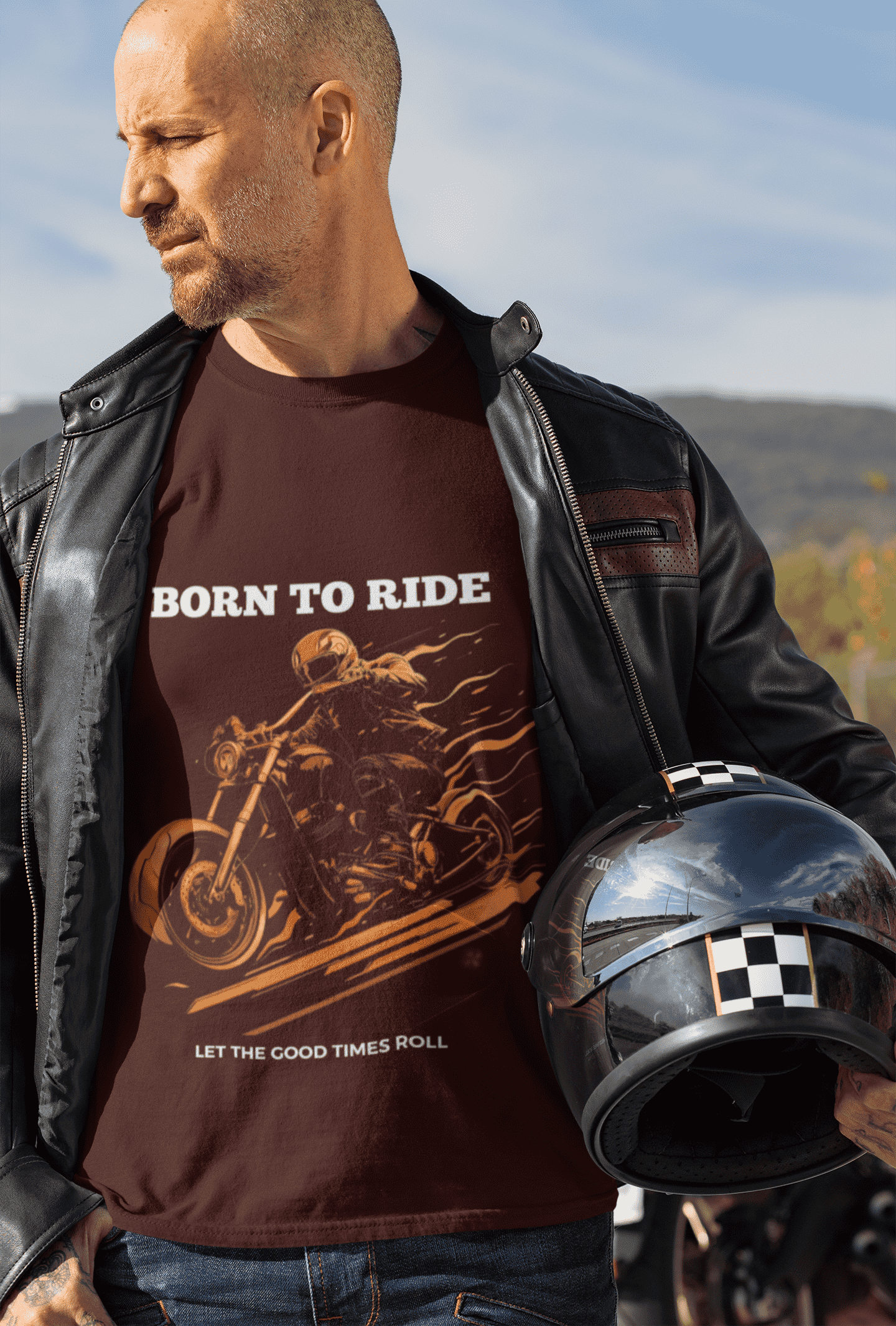 Born to Ride Round Neck Full Sleeve Bike T-shirt for Men