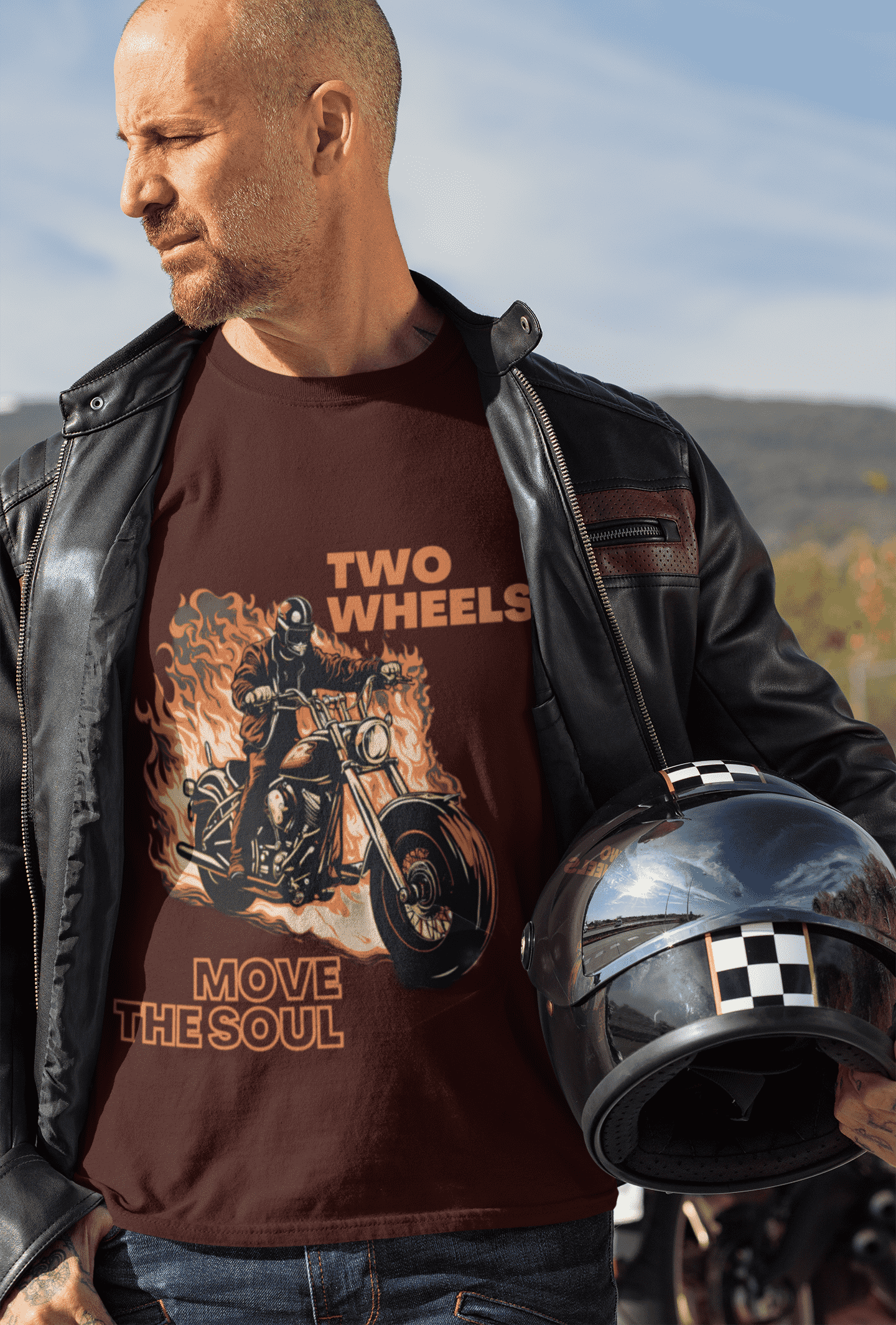 Two Wheels Move the Sould Round Neck Full Sleeve T-shirt For Men