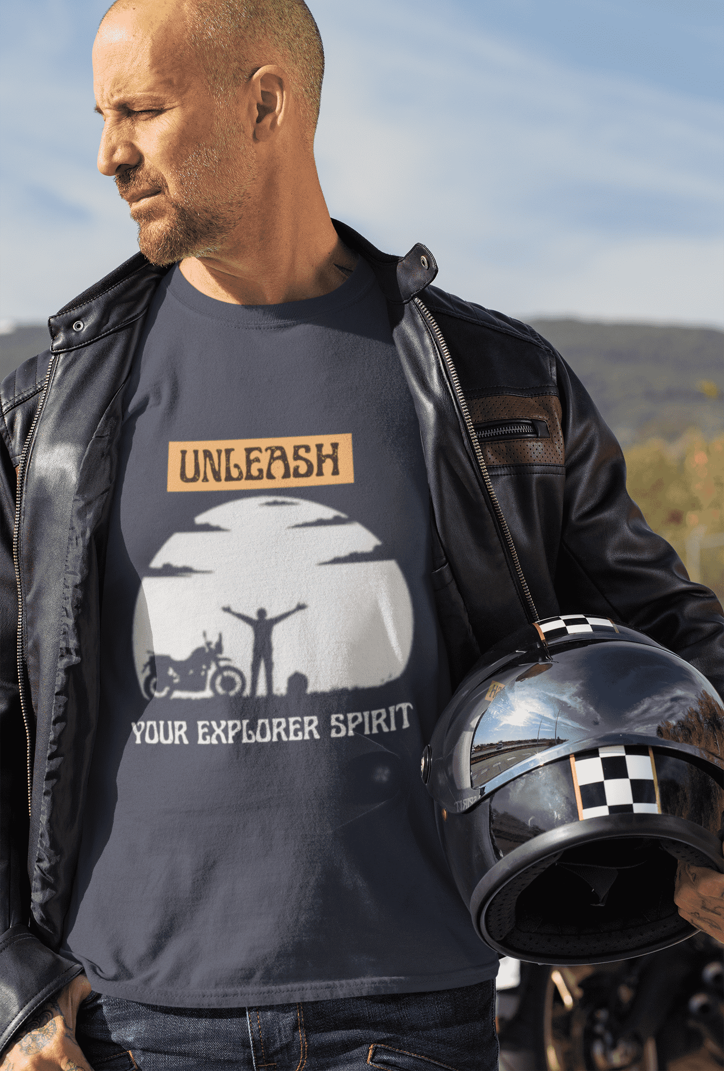 Unleash your Explorer Spirit Round Neck Full Sleeve Bike T-shirt for Men