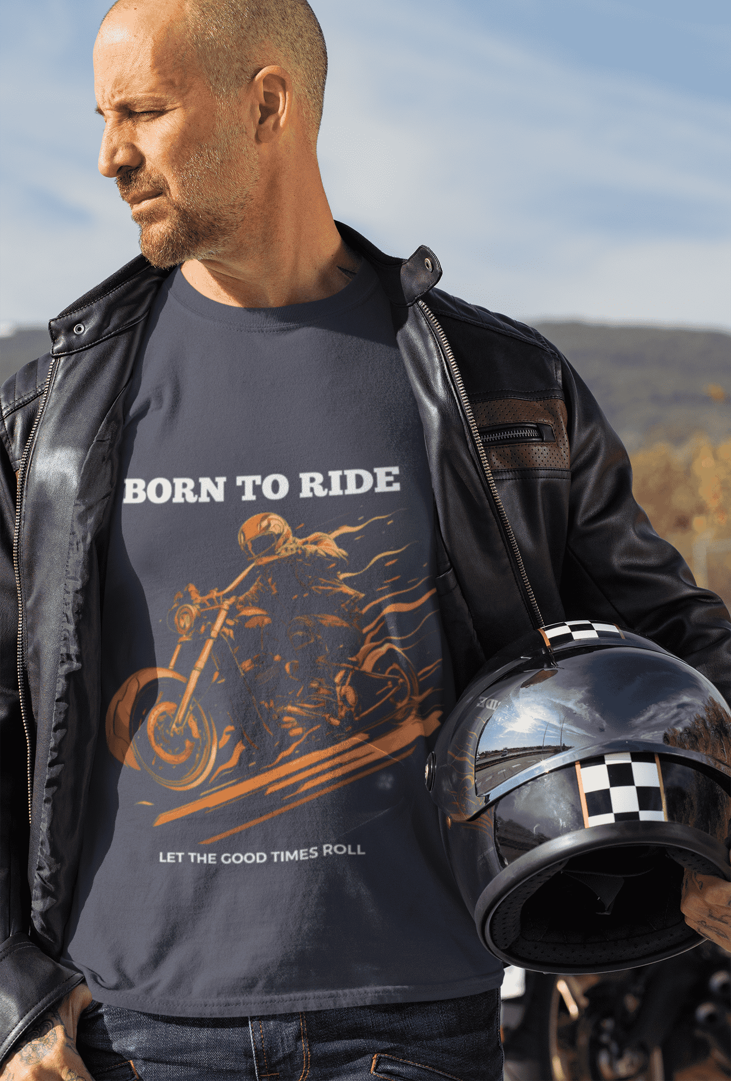 Born to Ride Round Neck Full Sleeve Bike T-shirt for Men