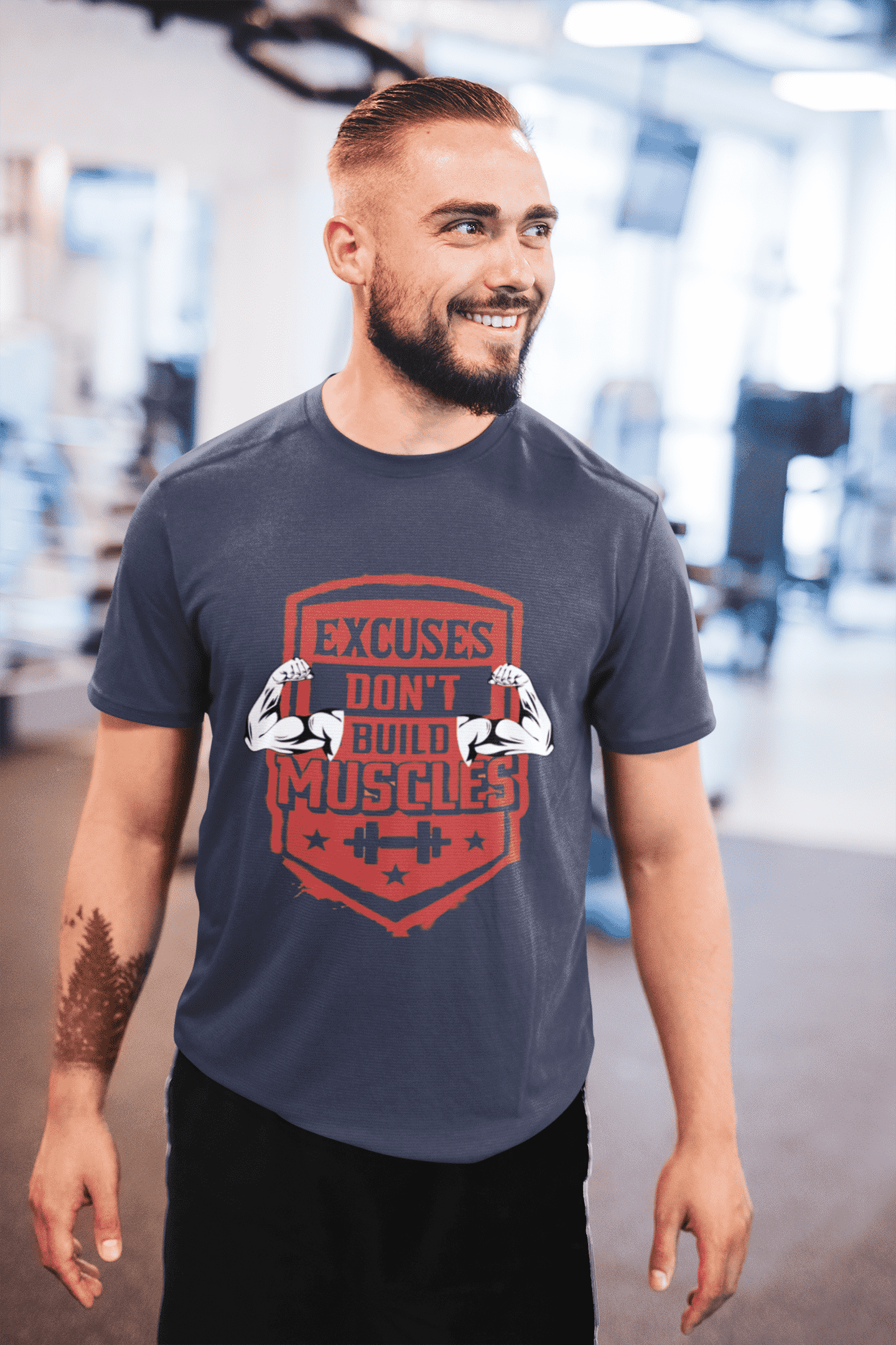 Excuses Don't Build Muscle Round Neck Gym T-shirt for Men