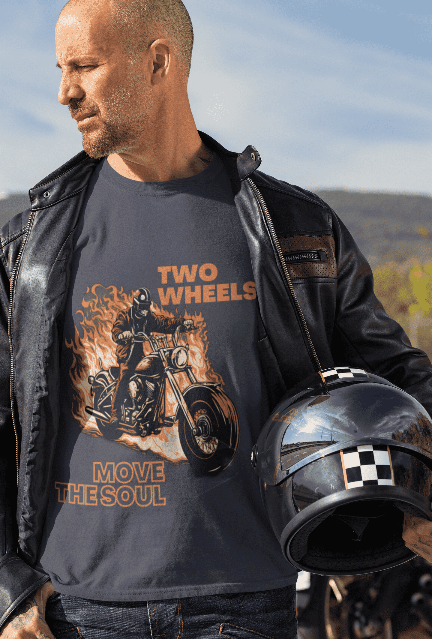 Two Wheels Move the Sould Round Neck Full Sleeve T-shirt For Men