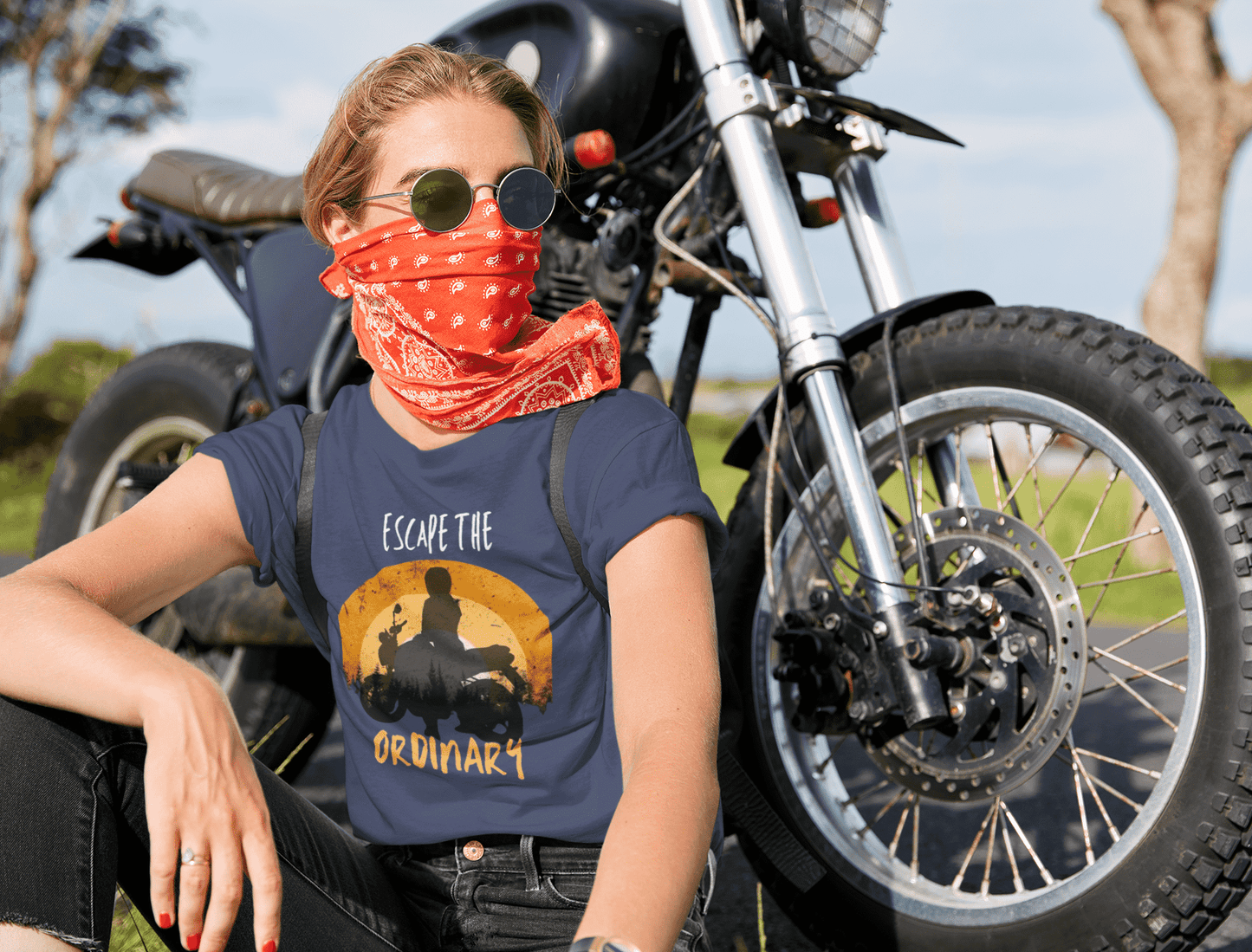 Escape the Ordinary Round Neck Bike T-shirt for Women